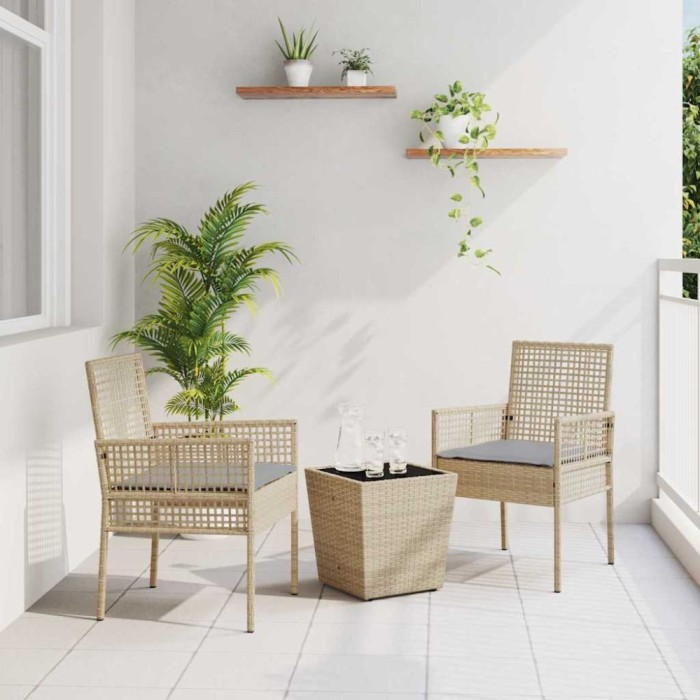 vidaXL Set Bistro de Grădină 3 pcs Bej Rattan poli 3334958