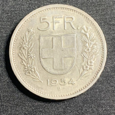 Moneda 5 franci 1954 Elveția argint