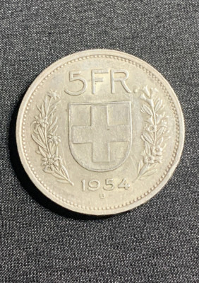 Moneda 5 franci 1954 Elveția argint foto