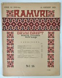 RAMURI , DRUM DREPT , REVISTA LITERARA SAPTAMANALA , DIRECTOR N. IORGA , ANUL XVII , NUMARUL 16 , 1923