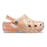 Saboți Crocs Women&#039;s Classic Platform Marbled Clog Maro - Chai/Multi