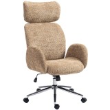 HOMCOM Scaun de birou cu tetieră reglabilă, scaun ergonomic pentru birou, funcție de &icirc;nclinare, reglabil pe &icirc;nălțime, Braun | Aosom Romania