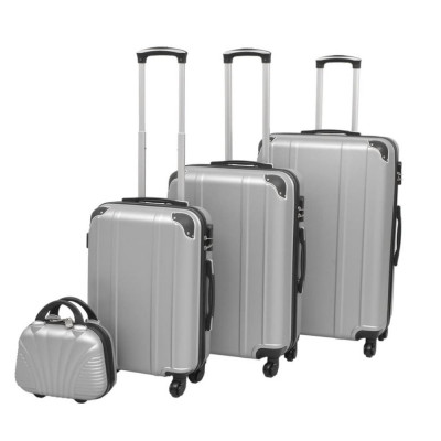 vidaXL Set de valize carcasă tare, argintiu, 4 buc. foto