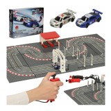 Pista de curse pentru mașini de poliție, cu două masini, Telecomenzi, Multicolor, 64x38.5cm