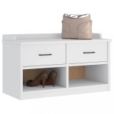 Cumpara ieftin Bancă pentru hol &bdquo;SANDNES&rdquo; albă 87x40x50 cm, lemn masiv de pin