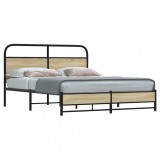 Cadru Pat Metalic vidaXL Stejar Sonoma 160x200 cm cu Tablie Maro
