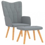 vidaXL Scaun de relaxare cu taburet, gri deschis, 62x68,5x96 cm textil