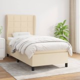 Cumpara ieftin Pat box spring cu saltea, crem, 100x200 cm, textil