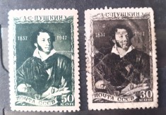 RUSIA 1947 , PUSCHIN scriitor rus serie 2v. foto