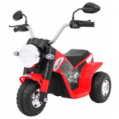 Mini motocicleta electrica, 6V/4,5Ah, 6W, lumini LED, roti plastic, muzica, scaun piele, 71 x 53 x 57 cm