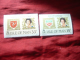 Serie Insula Man 1984 - Regina Elisabeta II - Commonweath , 2 valori, Nestampilat
