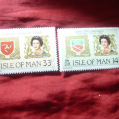 Serie Insula Man 1984 - Regina Elisabeta II - Commonweath , 2 valori