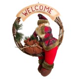 Decoratiune sarbatori tip coronita pentru usa, 40 cm, model Mos Craciun, General