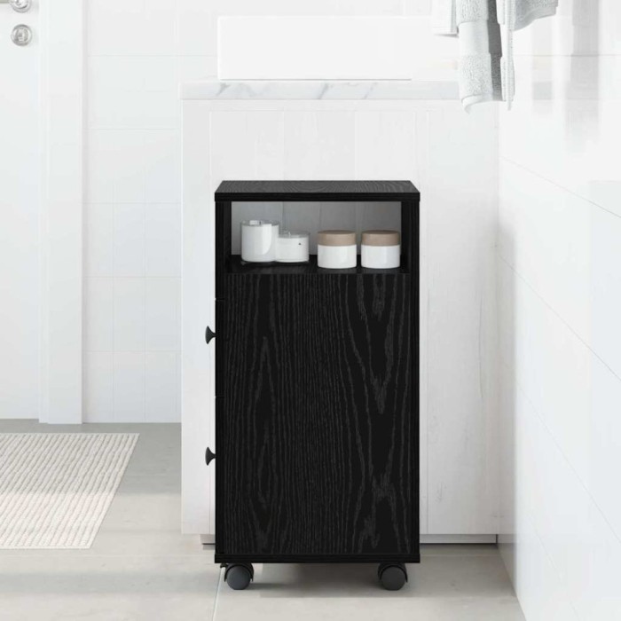 vidaXL Cabinet &Icirc;ngust pentru Baie Stejar negru 33 x 23 x 65 cm 869062