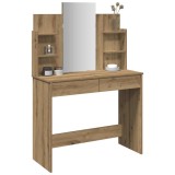 vidaXL Masa de toaleta cu oglinda Artisan Stejar 96x39x142 cm