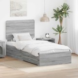 Cumpara ieftin Cadru de pat cu sertar Gri Sonoma 90 x 200 cm Lemn prelucrat