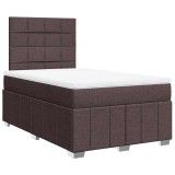 Cumpara ieftin Pat box spring cu saltea, maro inchis, 120x190 cm, textil