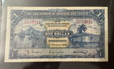 1 dollar 1939 Trinidad Tobago RAR foto