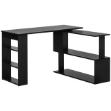HOMCOM Birou pentru Calculator de Colț cu Design Rotativ &icirc;n Formă de L și 5 Rafturi, 120x110x74.5 cm, Negru | Aosom Romania