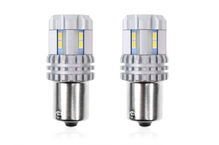 Set becuri auto cu LED CANBUS compatibil P21 R5W/R10W 22 SMD Alb 12V/24V,