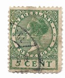 Olanda - Regina Wilhelmina - Fara filigran, 1924-1925 - 5 C, obliterat
