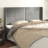 VidaXL Tăblie de pat cu aripioare gri deschis 163x16x118/128cm catifea 3119494