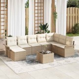 Cumpara ieftin Set de canapele pentru grădină cu pernă 9 pcs Bej Rattan poli