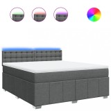 Cumpara ieftin Pat box spring cu saltea, gri inchis, 180x200 cm, textil