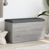 vidaXL Bancă de depozitare, gri sonoma, 82x42x45 cm, lemn prelucrat