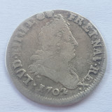 Franța 5 sols 1/16 Ecu 1702 P (Dijon) Regele Soare argint, Europa
