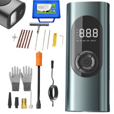 Compresor Auto Portabil BIRAI, Pompa Aer Digitala, 150 PSI, Manometru Precis, Baterie Externa 6000 mAh, Lanterna LED, Kit Vulcanizare Rapida, Mini Com