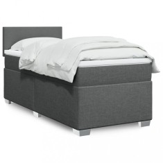 vidaXL Pat box spring cu saltea, gri &icirc;nchis, 100x200 cm, textil 3288093