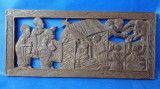 Panel din lemn de abanos, sculptată manual, sec. XX