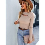 Bluza casual mulata, Bej, din material striat