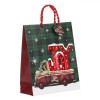Pungă Cadou Crăciun, Model JOY, Hartie, Verde, 26x12x32cm, Oem