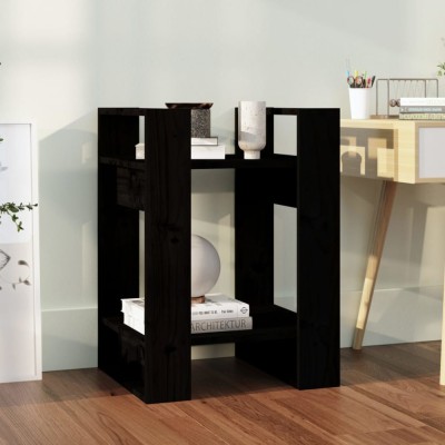 Bibliotecă/Separator cameră negru 41x35x57 cm lemn masiv pin foto