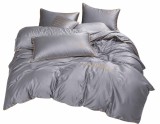 Set lenjerie de pat din microfibră, 3 piese, gri perlat, cu broderie decorativă &ndash; 200 &times; 220 cm