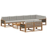 vidaXL Set de canapele de exterior 9 pcs Natural și Gri deschis 3382679