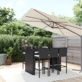 VidaXL Set bar de grădină, 7 piese, cu perne, negru, poliratan
