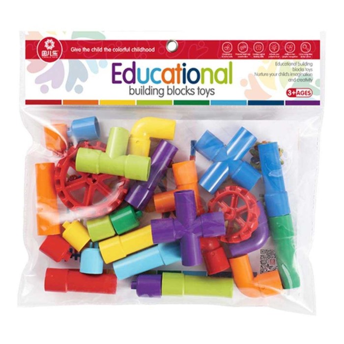 Set constructie Educativ piese lego tip conducte 26 piese
