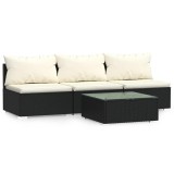 Cumpara ieftin Set mobilier relaxare gradina 4 piese cu perne poliratan negru