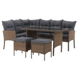 Cumpara ieftin Set mobilier gradina ratan sintetic natur gri Randi 194/144x54x82 cm