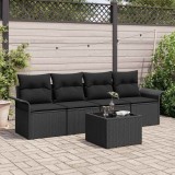 VidaXL Set de canapele pentru grădină 5 pcs Negru 55 x 55 x 37 cm