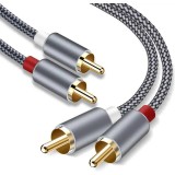 Cablu audio 2x RCA-tata la 2x RCA-tata 2m contacte aurite design, Oem