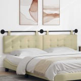 vidaXL Tăblie de pat suspendată Cu lumină LED Crem Piele artificială 3424504