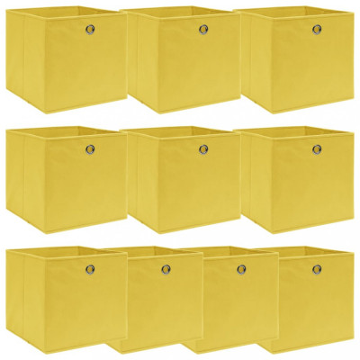Cutii depozitare, 10 buc., galben, 32x32x32 cm, textil foto