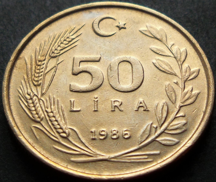 Moneda 50 LIRE (Lira) - TURCIA, anul 1986 *cod 1072 = UNC