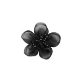 Floare din organza cu margele pentru cusut sau lipit pe haine, diametru 4.5 cm, Negru