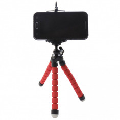 Minitrepied flexibil, portabil, pentru telefoane si camere video, rosu foto