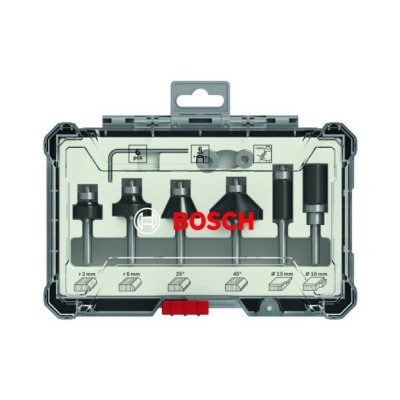 BOSCH Set de freze de profilat canturi 6 buc frezare coplanara si refecare tija 6 mm foto